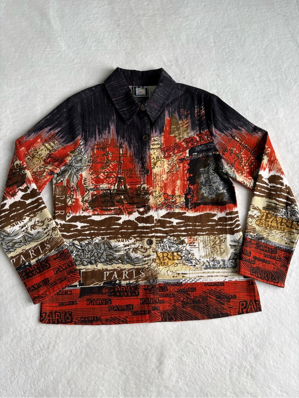 Take Two Clothing Co. Vintage Paris Cityscape Art-to-Wear Shirt Jacket - Medium
